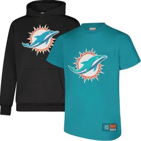 NFL Official Youth Super Soft T-Shirt & Hoodie Sweatshirt Set|Miami Dolphins