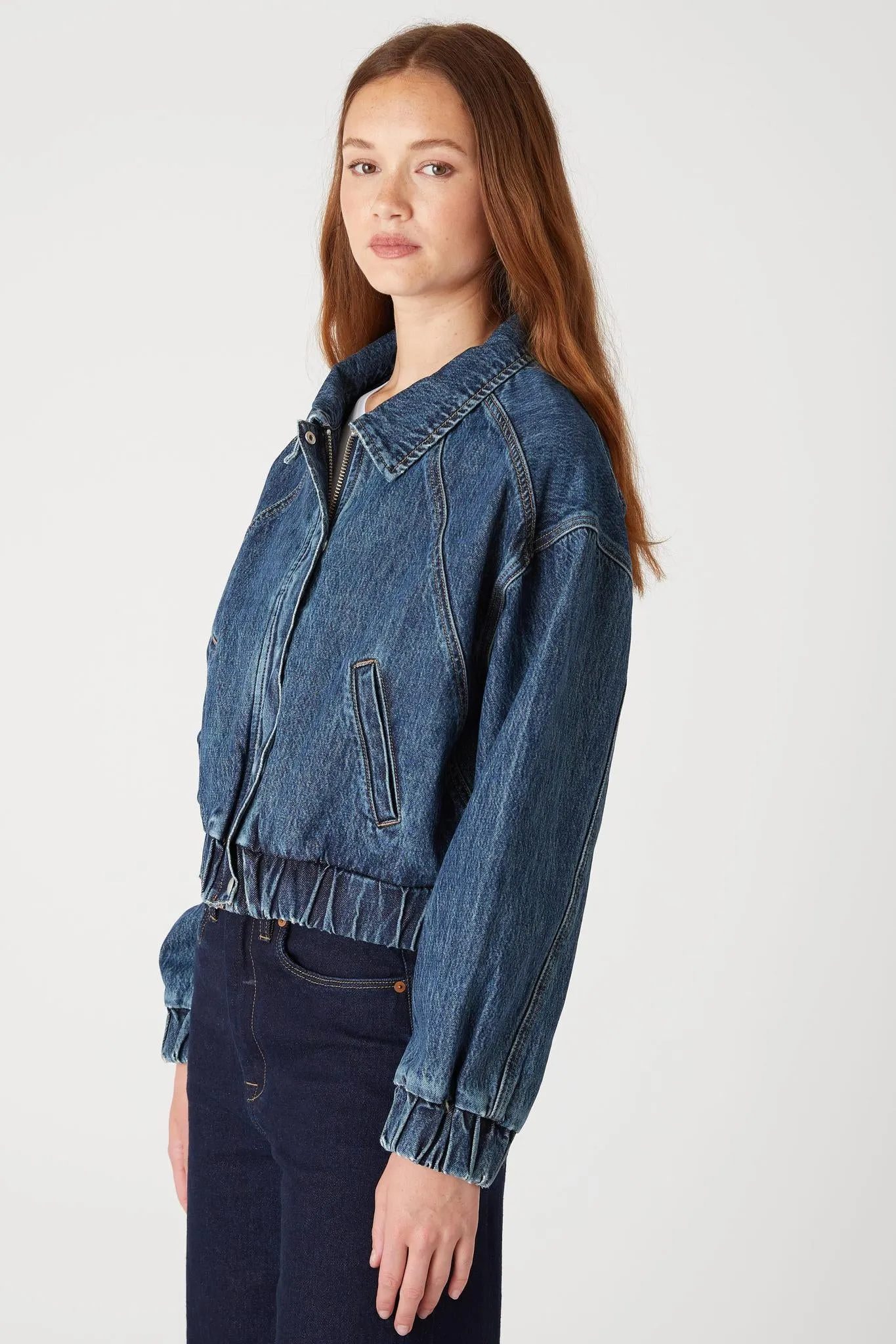 Off Stage Denim Bomber Jacket