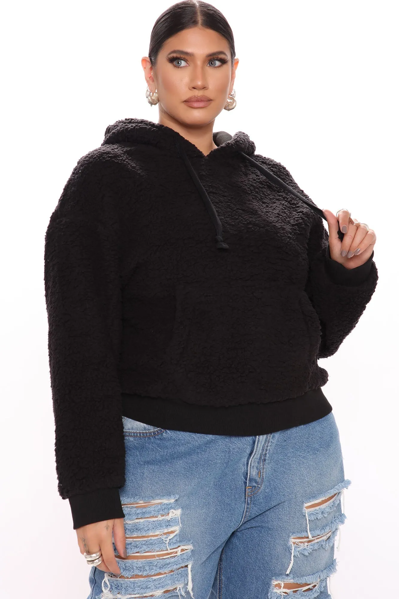 Oh So Cozy Sherpa Pullover - Black