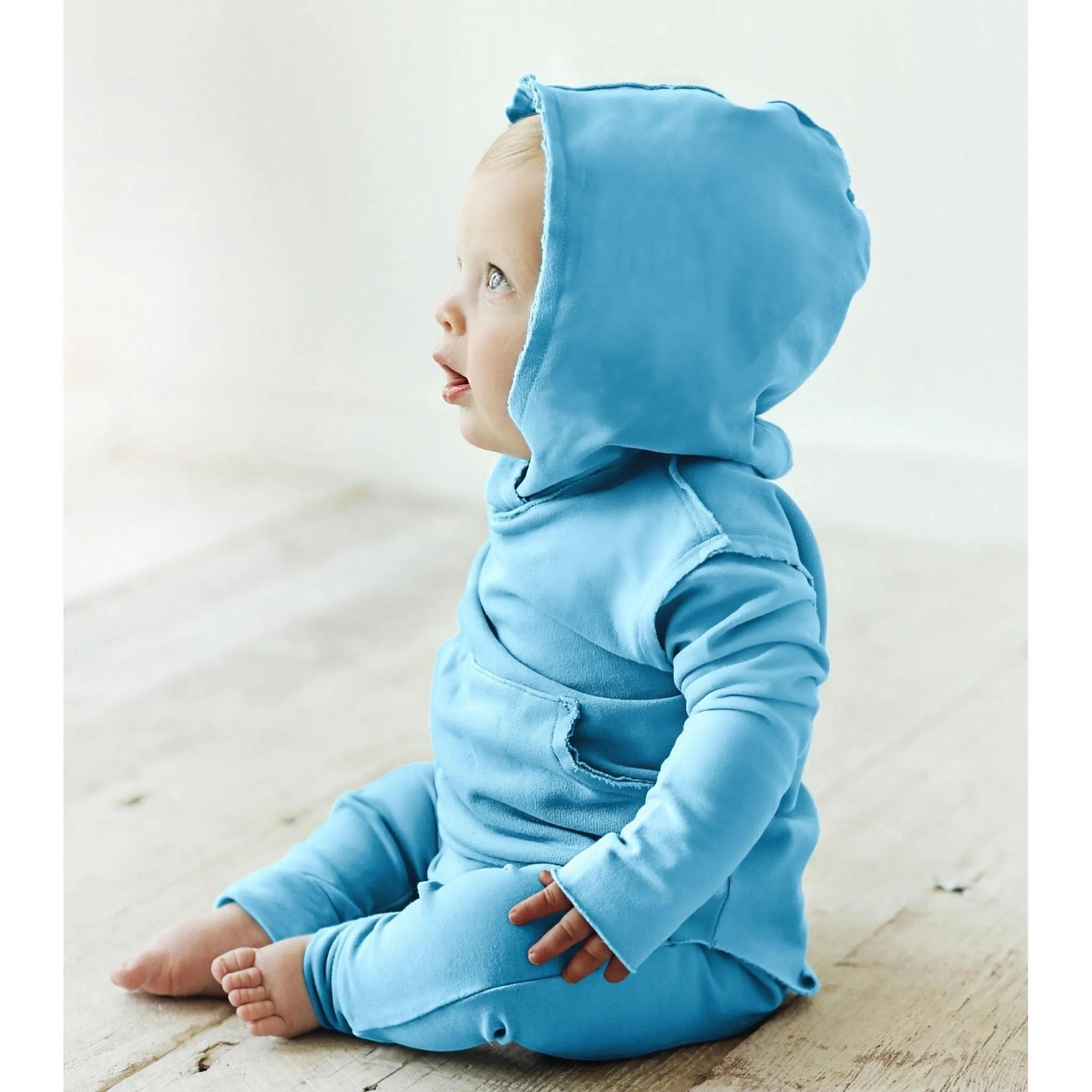 Organic Baby  Benji Hoodie Aqua