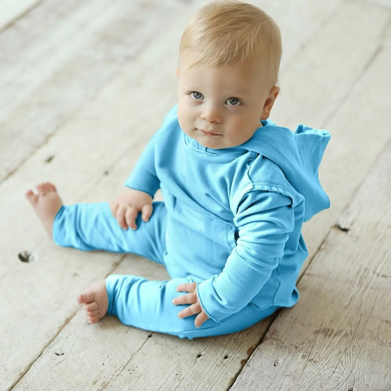 Organic Baby  Benji Hoodie Aqua