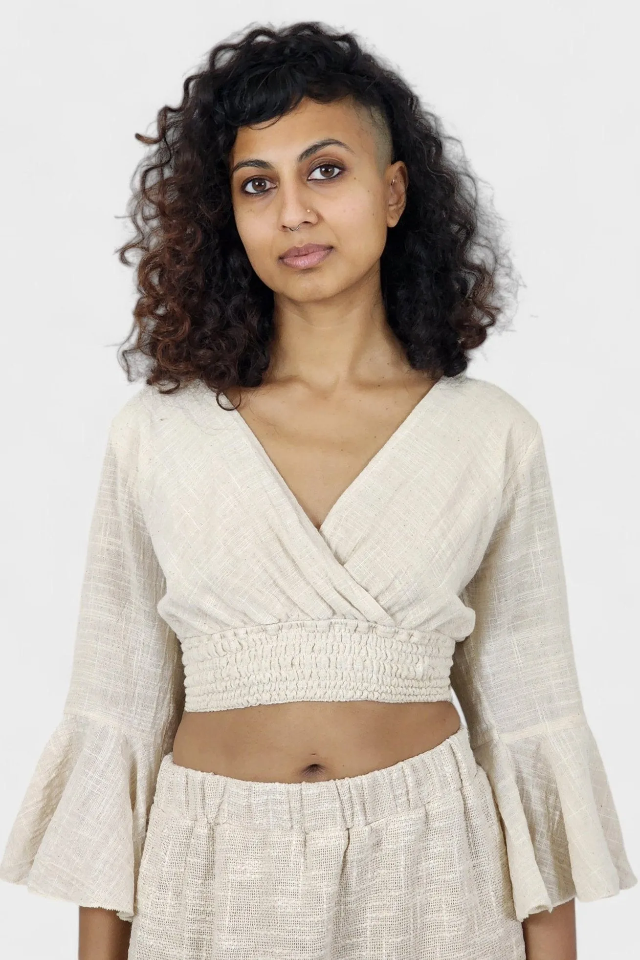 Organic Cotton 3/4 Sleeve Boho Crop Top