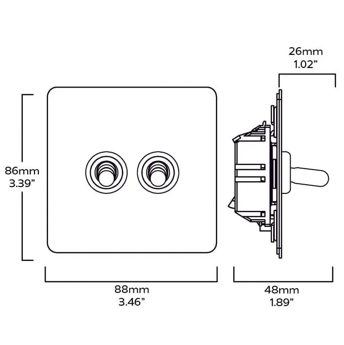 PALO 2G Two Way Toggle Light Switch - Brass