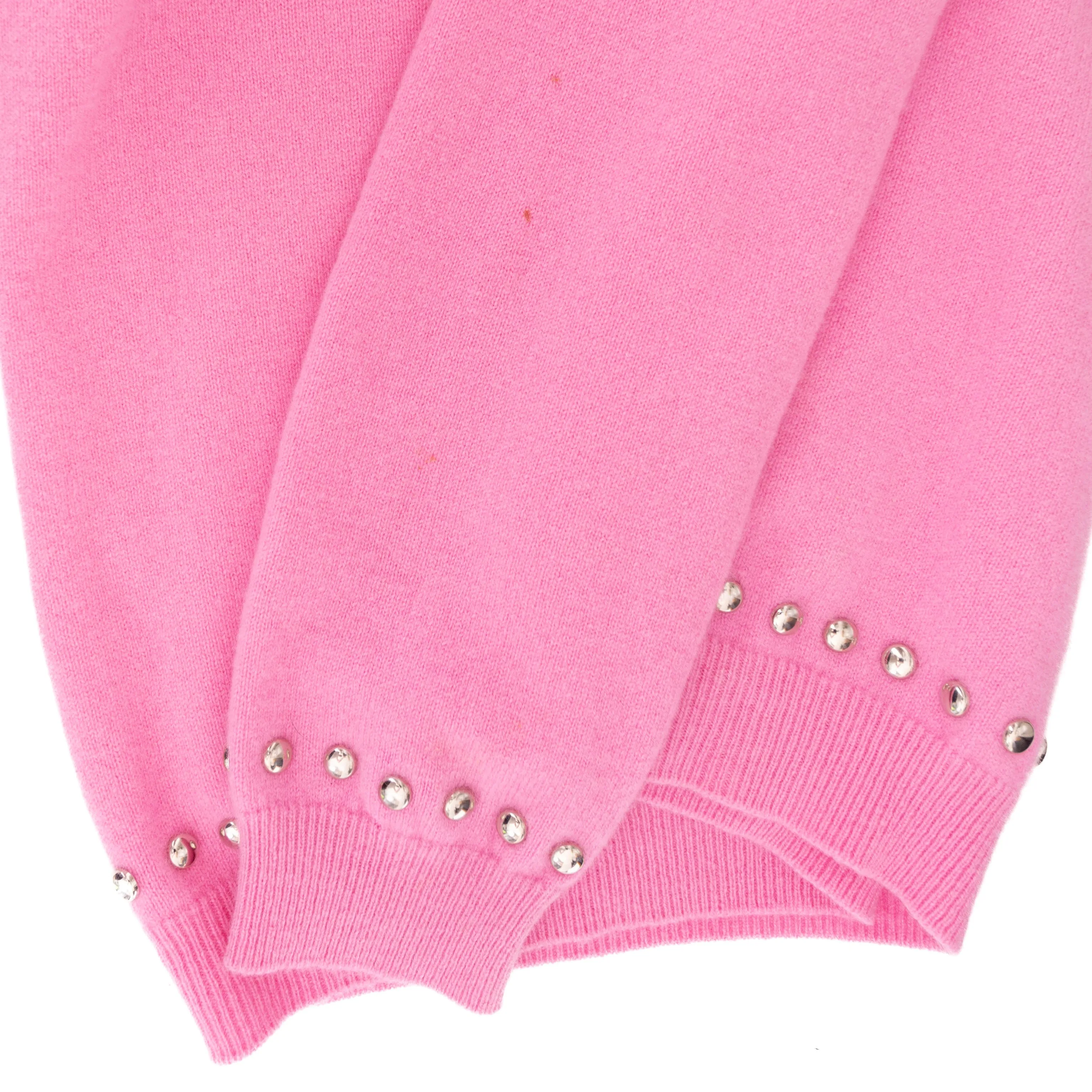 Pink Wool-Cashmere Studded Playboy Sweater