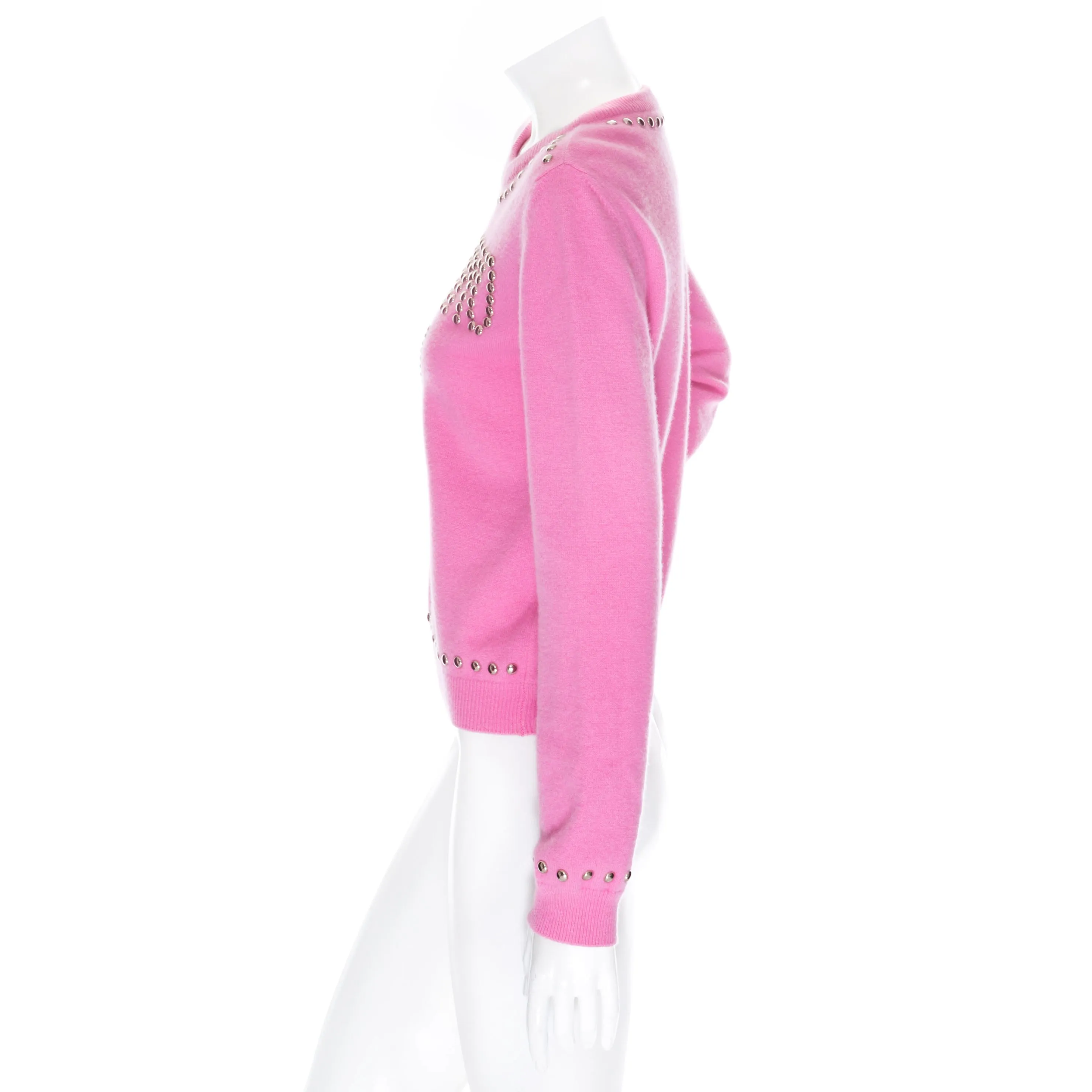 Pink Wool-Cashmere Studded Playboy Sweater