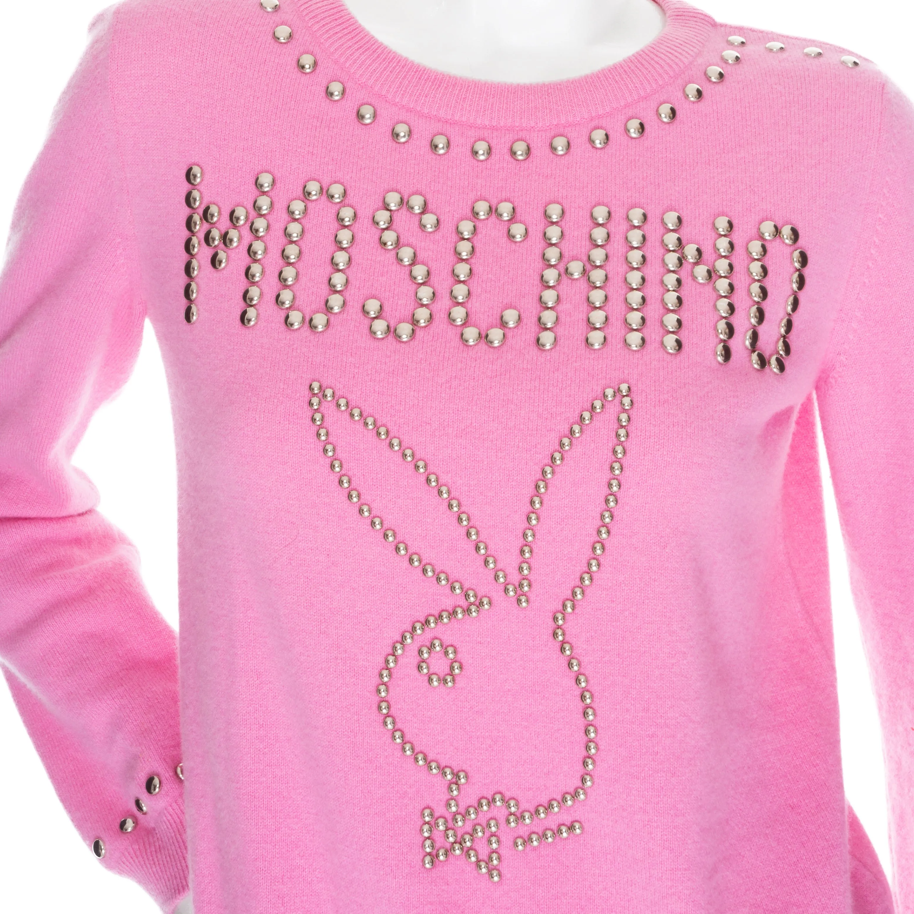 Pink Wool-Cashmere Studded Playboy Sweater