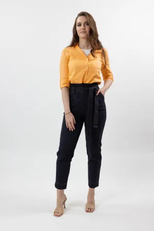 Pleat Top Stitch Pants