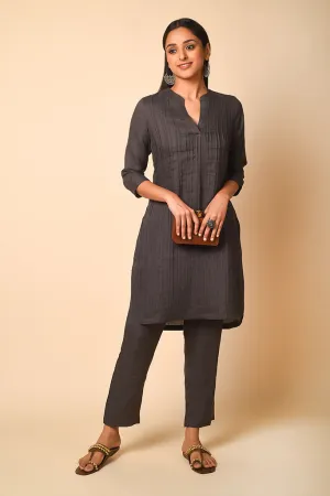 Pleated Linen Kurta Set