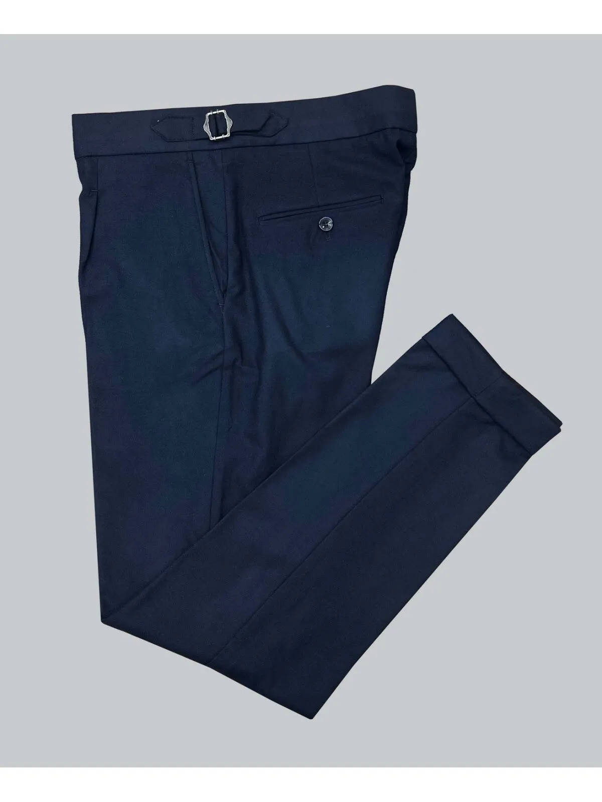 Pleated Trousers with Cuffs - Navy Blue