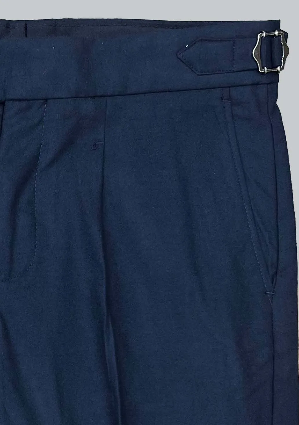 Pleated Trousers with Cuffs - Navy Blue