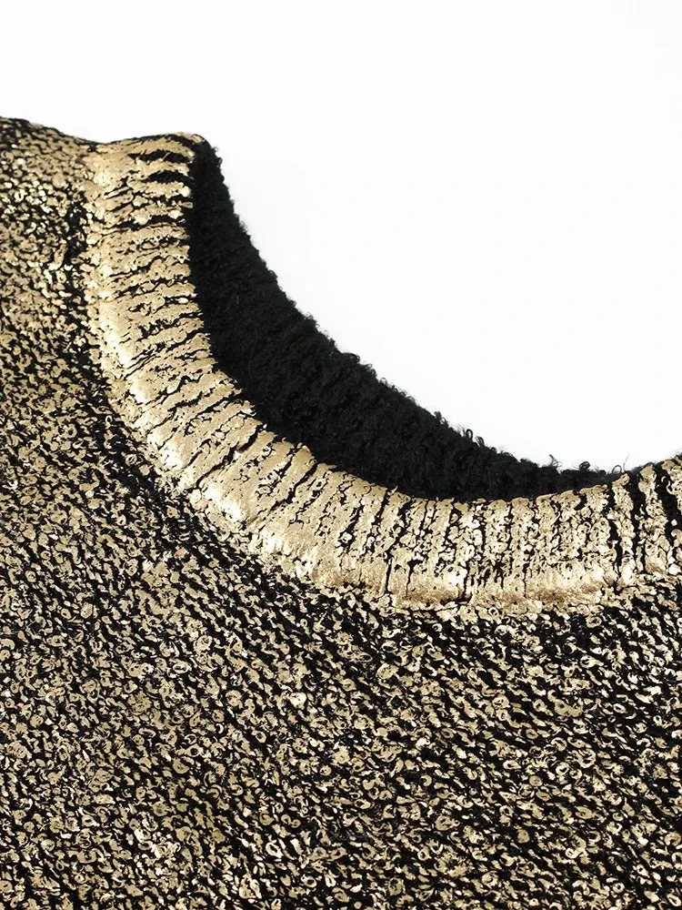 Pre Order:  Metallic Ribbed Edges Sweater