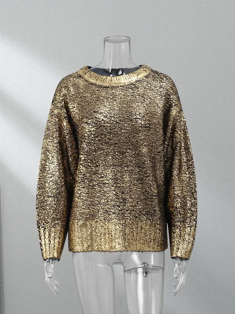 Pre Order:  Metallic Ribbed Edges Sweater