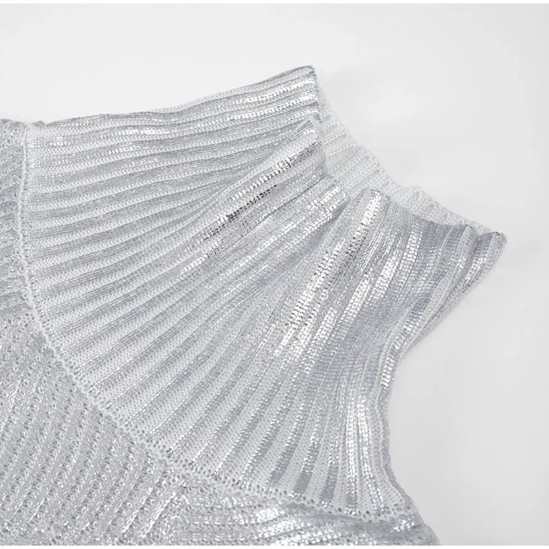 Pre Order:  Metallic Turtleneck Knitted Sweater