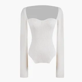 Pre Order:  Ribbed Sweetheart Long Sleeve Top