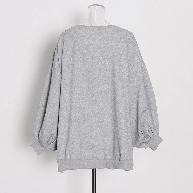 Pre Order:  Solid Color Round Neck Sweatshirt