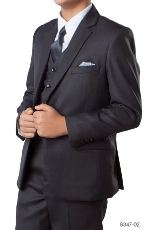 Q - Dark Grey Formal Classic Fit Suit For Boys (B347-02)