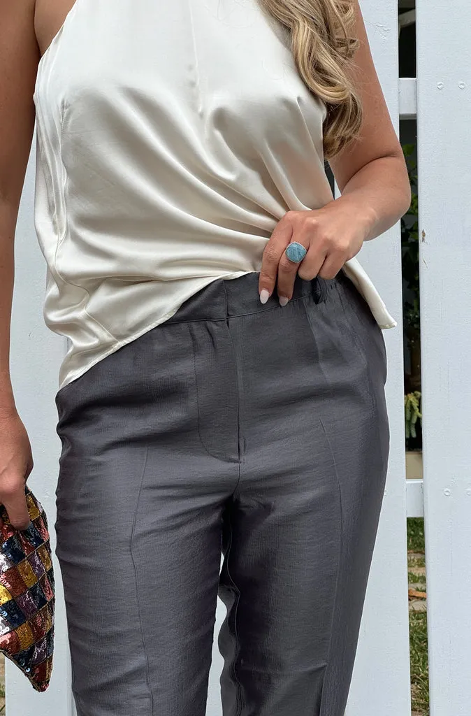 Rabens Saloner Nura Hammered Pant in Gunmetal