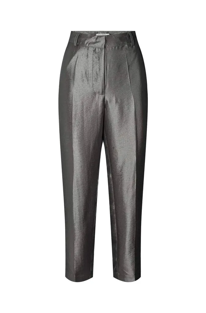 Rabens Saloner Nura Hammered Pant in Gunmetal