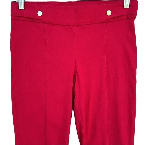 Rafaella Comfort Stretch Red Pull On Flat Front Slim Leg Cropped Women's Pants 6