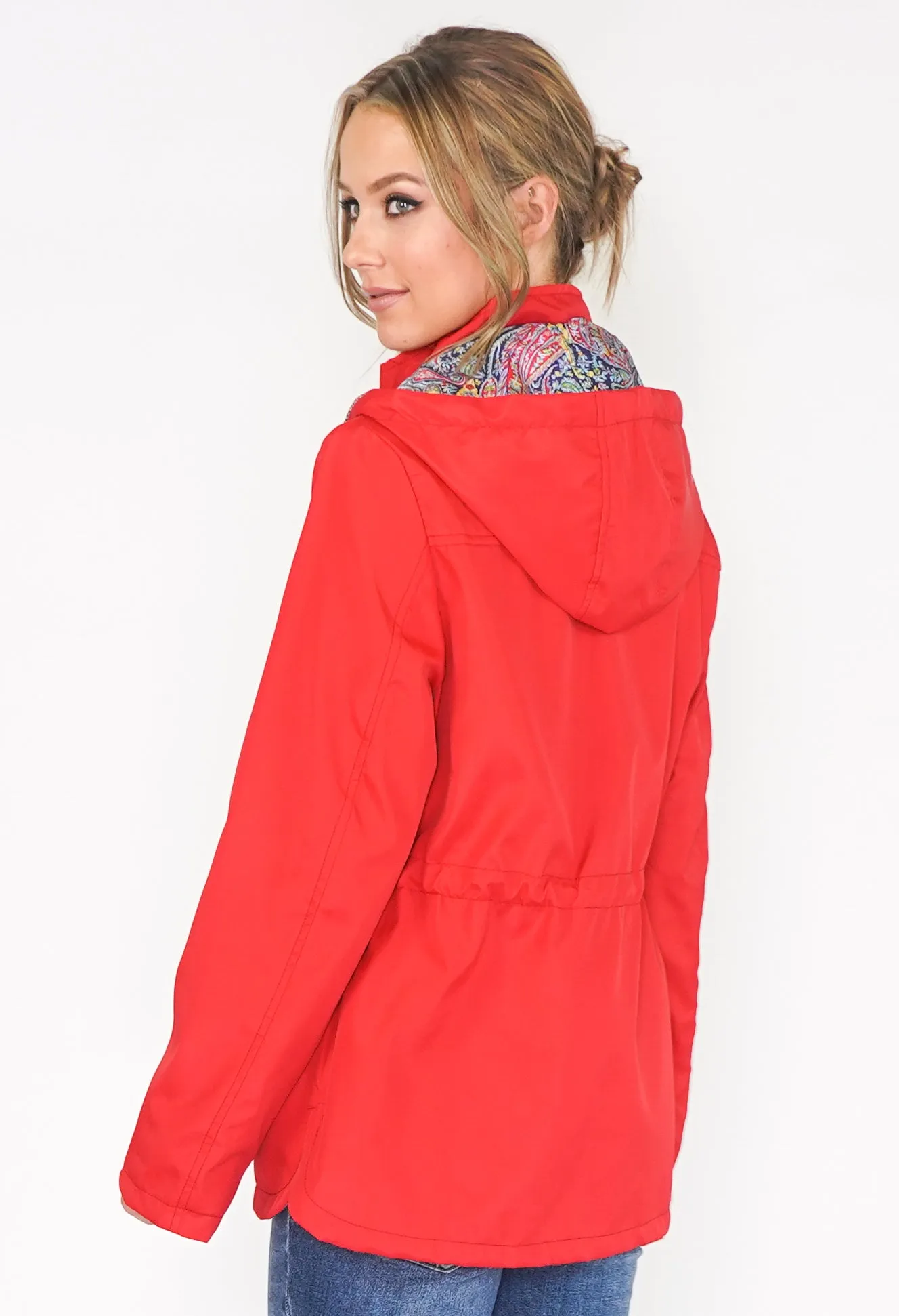 Reversible Red Paisley Raincoat