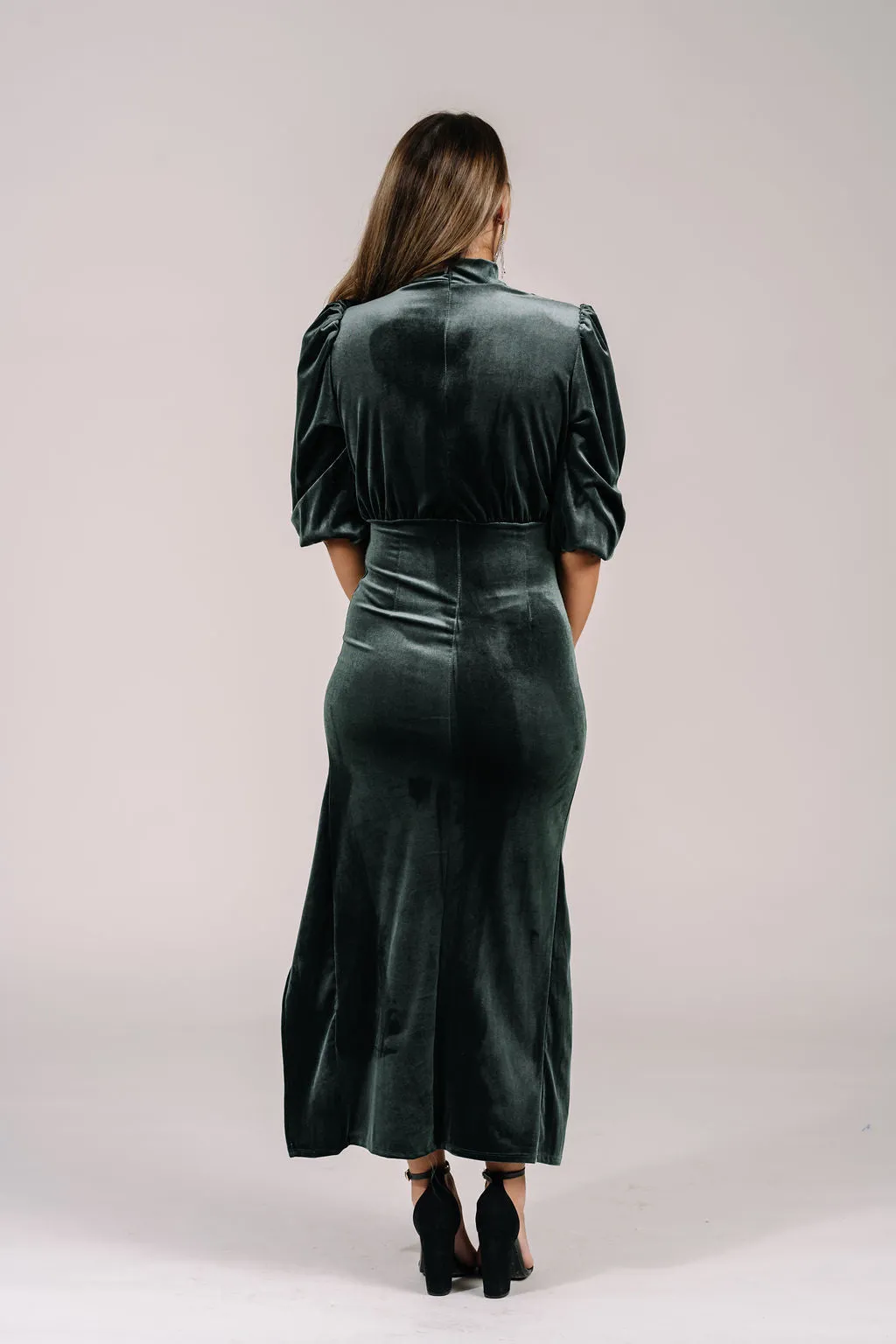 Rochelle Green Velvet Dress