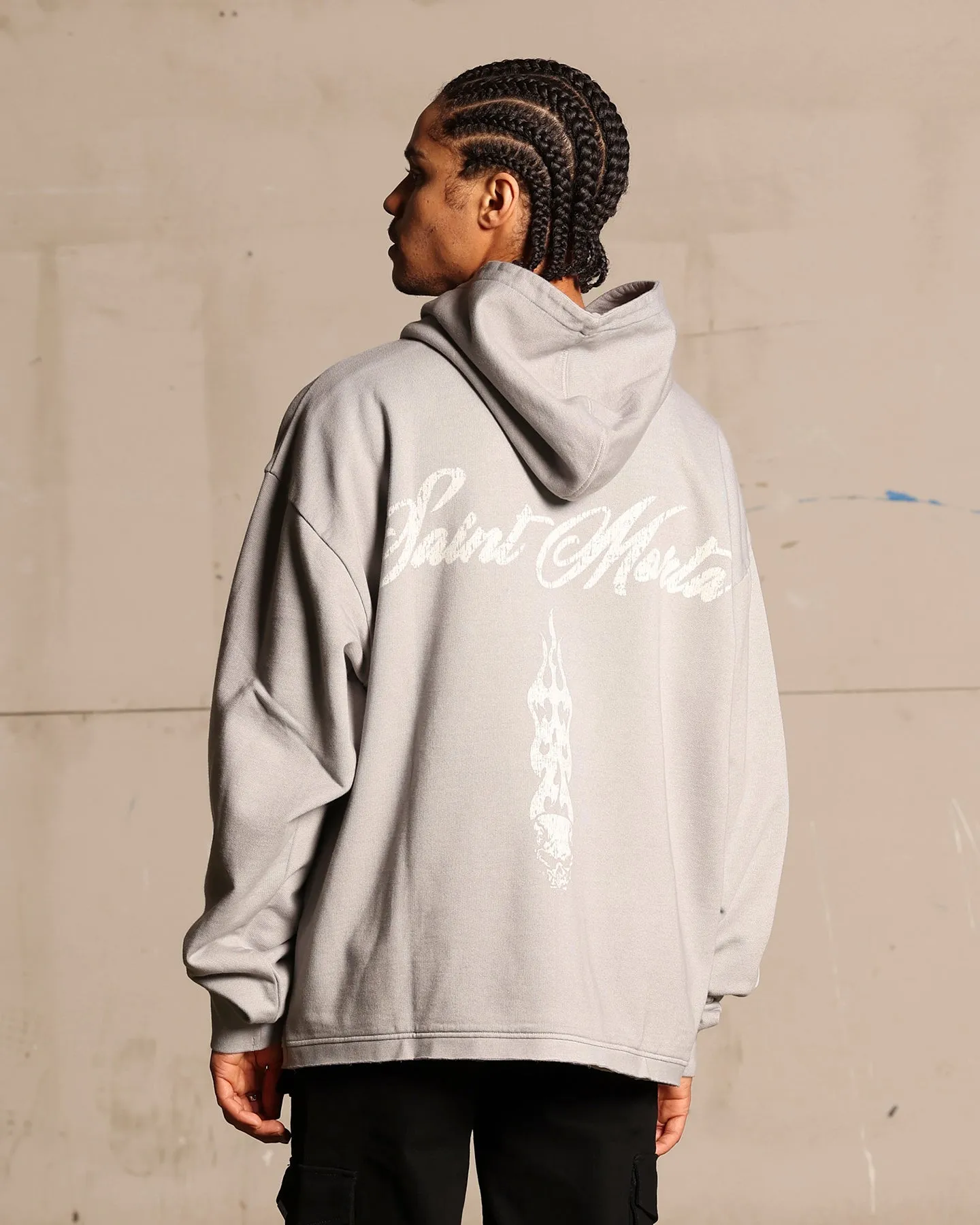 Saint Morta Roadhouse Boxy Hoodie Vintage Grey