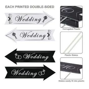 Set of 6 Directional Signs For Weddings | Double-Sided Printing | Directional Arrow Sign For Weddings | Outdoor Lawn Decoration