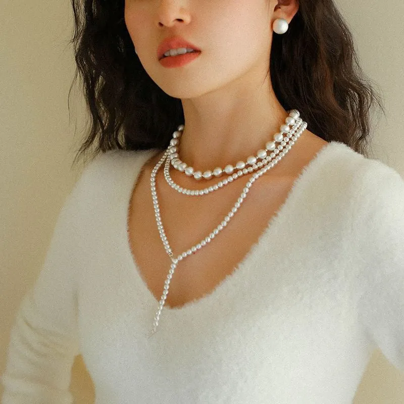 Silver Brushed Ball Long Necklace