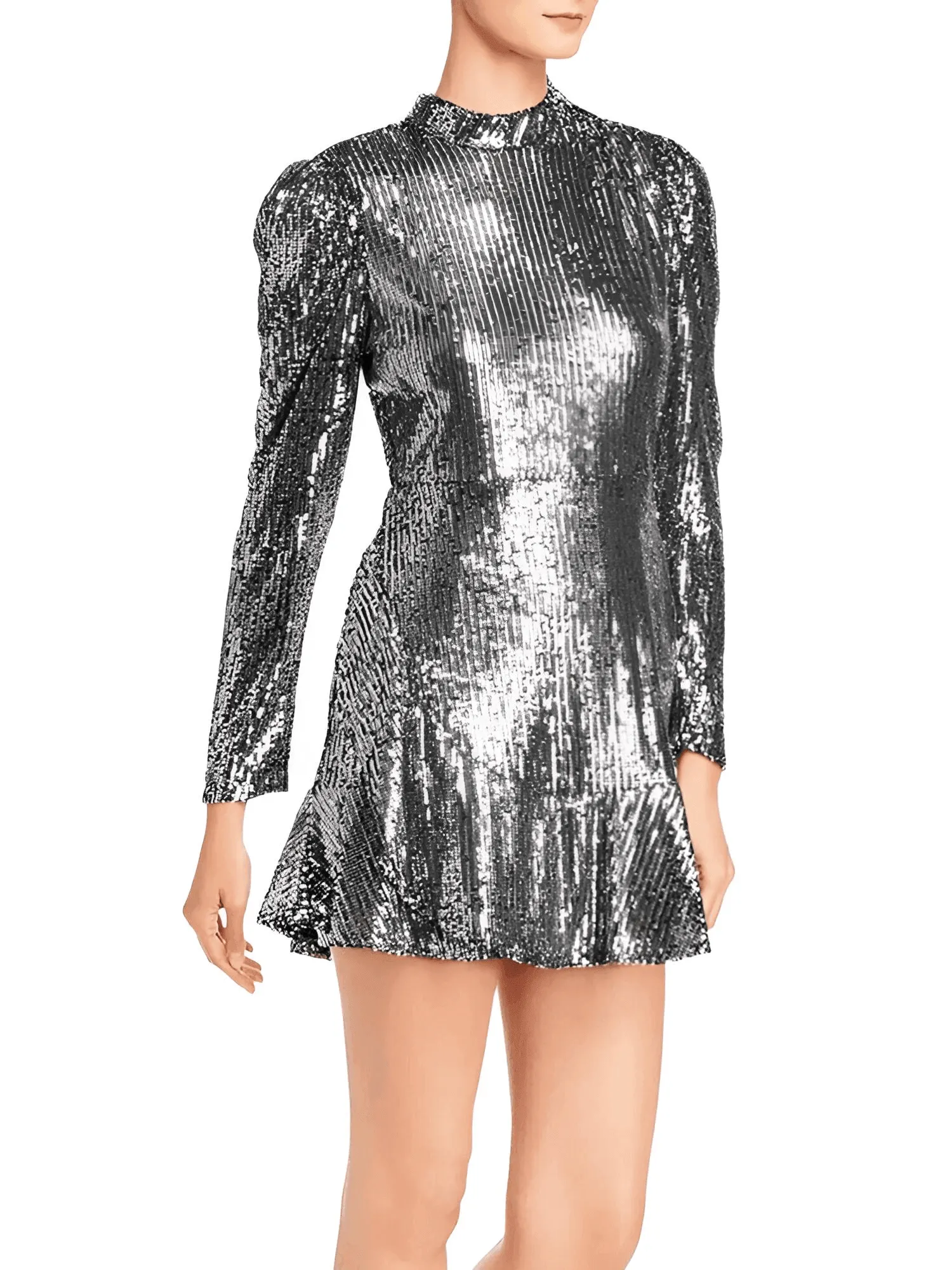 Silver Long Sleeve Going Out Dress