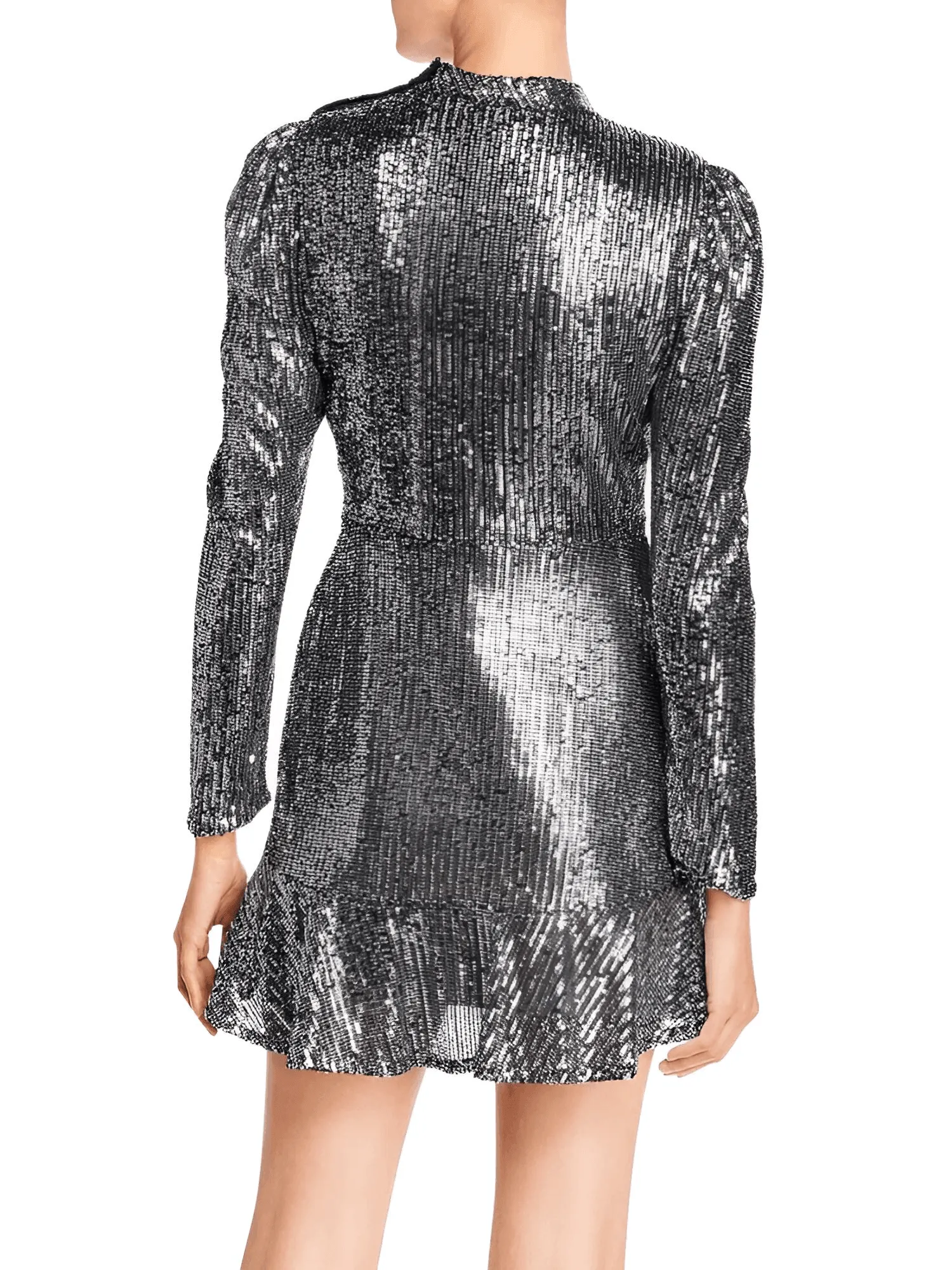 Silver Long Sleeve Going Out Dress