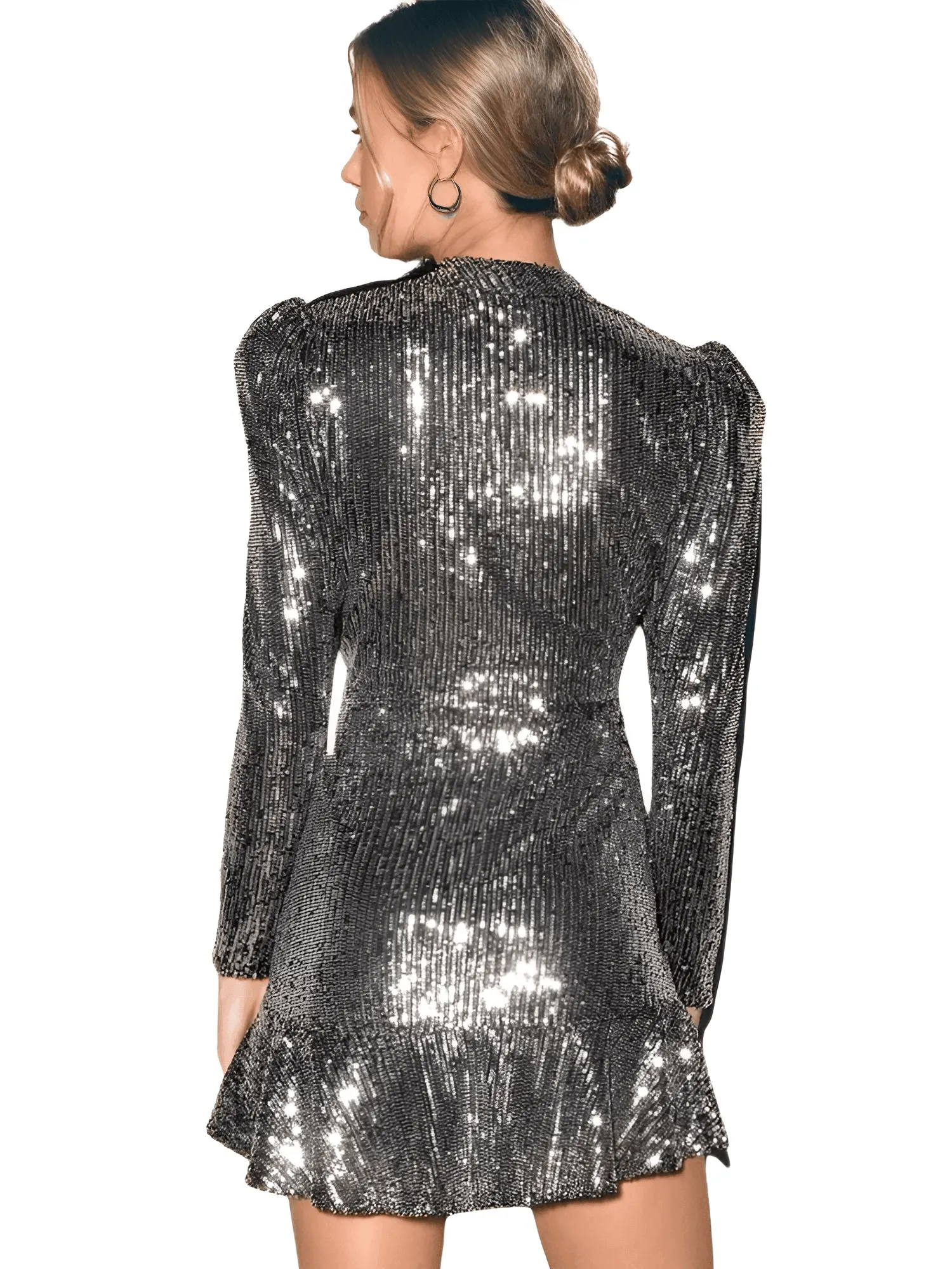 Silver Long Sleeve Going Out Dress