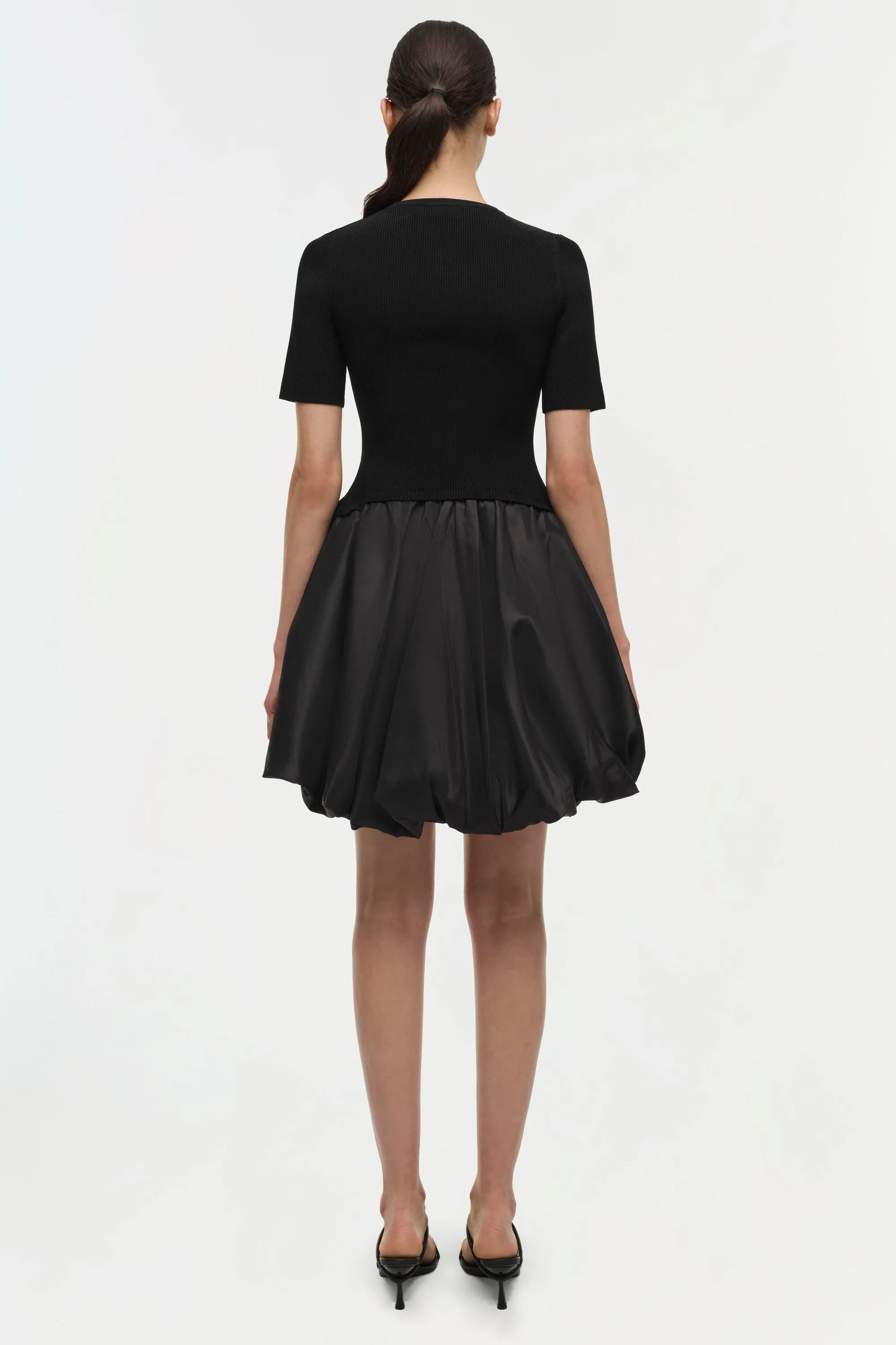 SIMKHAI - Kenny Short Sleeve Bubble Mini Dress in Black