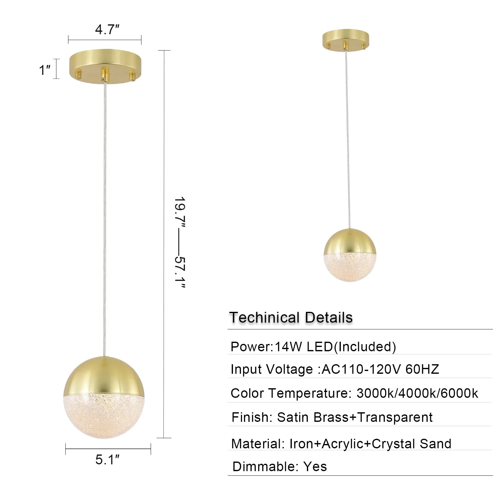 Simple Linear Chandelier Modern Gold LED Spherical Chandelier Dimmable