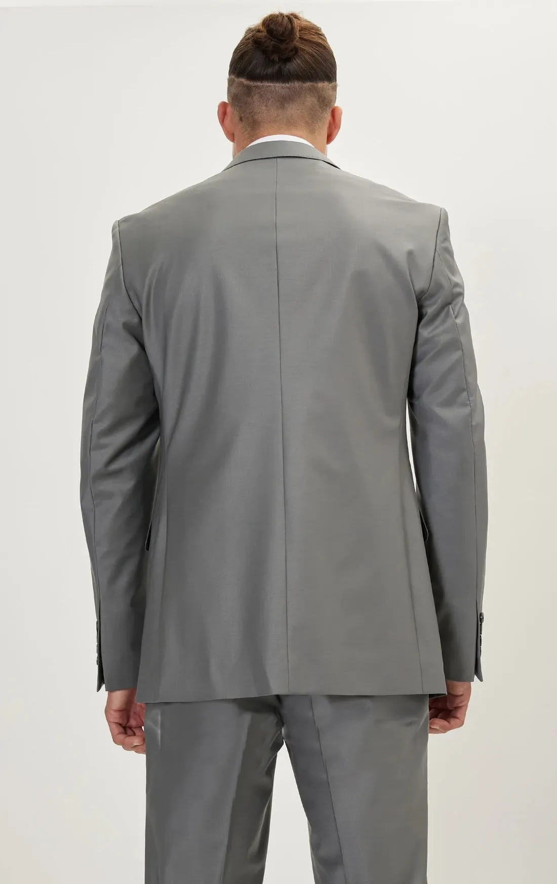 Single Breasted Peak Merino Suit - Dark Grey