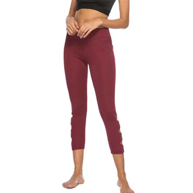 Skinny Cutout Workout Leggings - Red