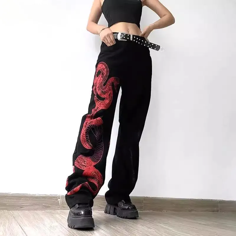 Snake Print Casual Halloween Pants