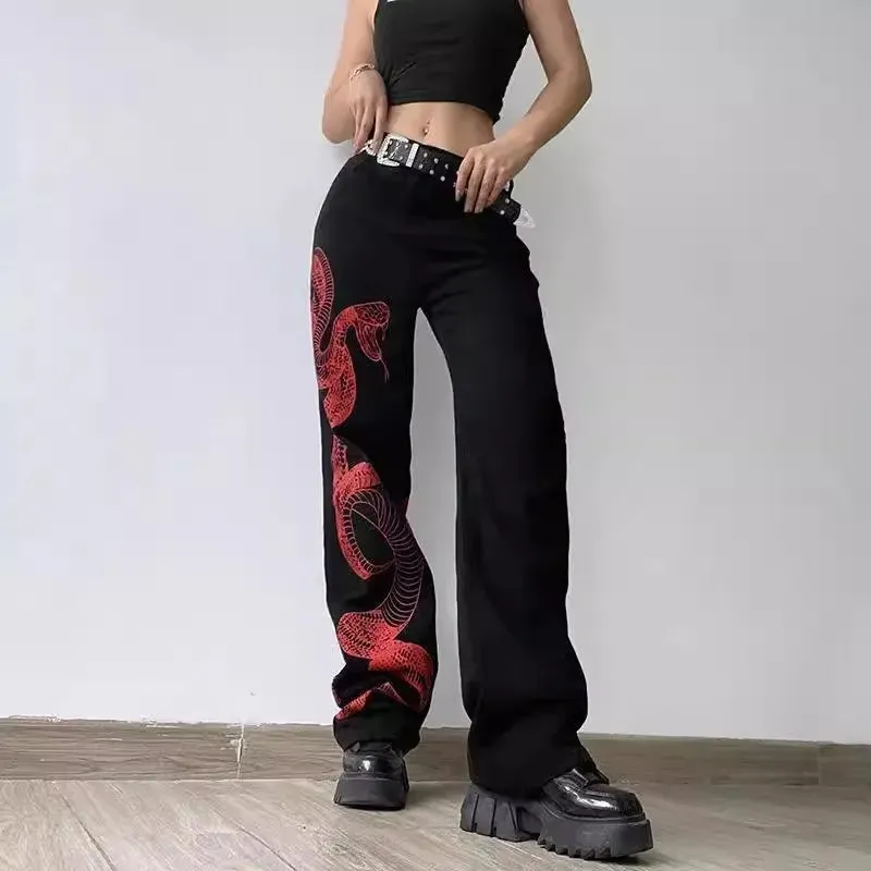 Snake Print Casual Halloween Pants