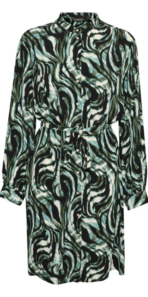 Soaked in Luxury Aqua Print Shirt Dress