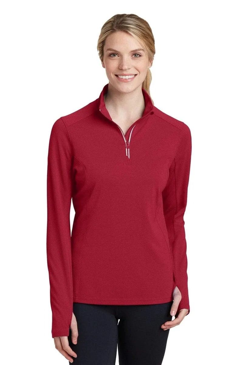 Sport-Tek LST860: Ladies Sport-Wick Textured 1/4-Zip Pullover