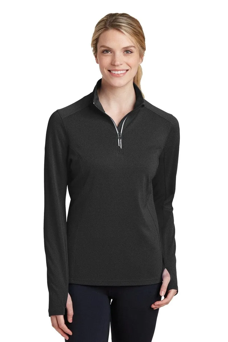 Sport-Tek LST860: Ladies Sport-Wick Textured 1/4-Zip Pullover