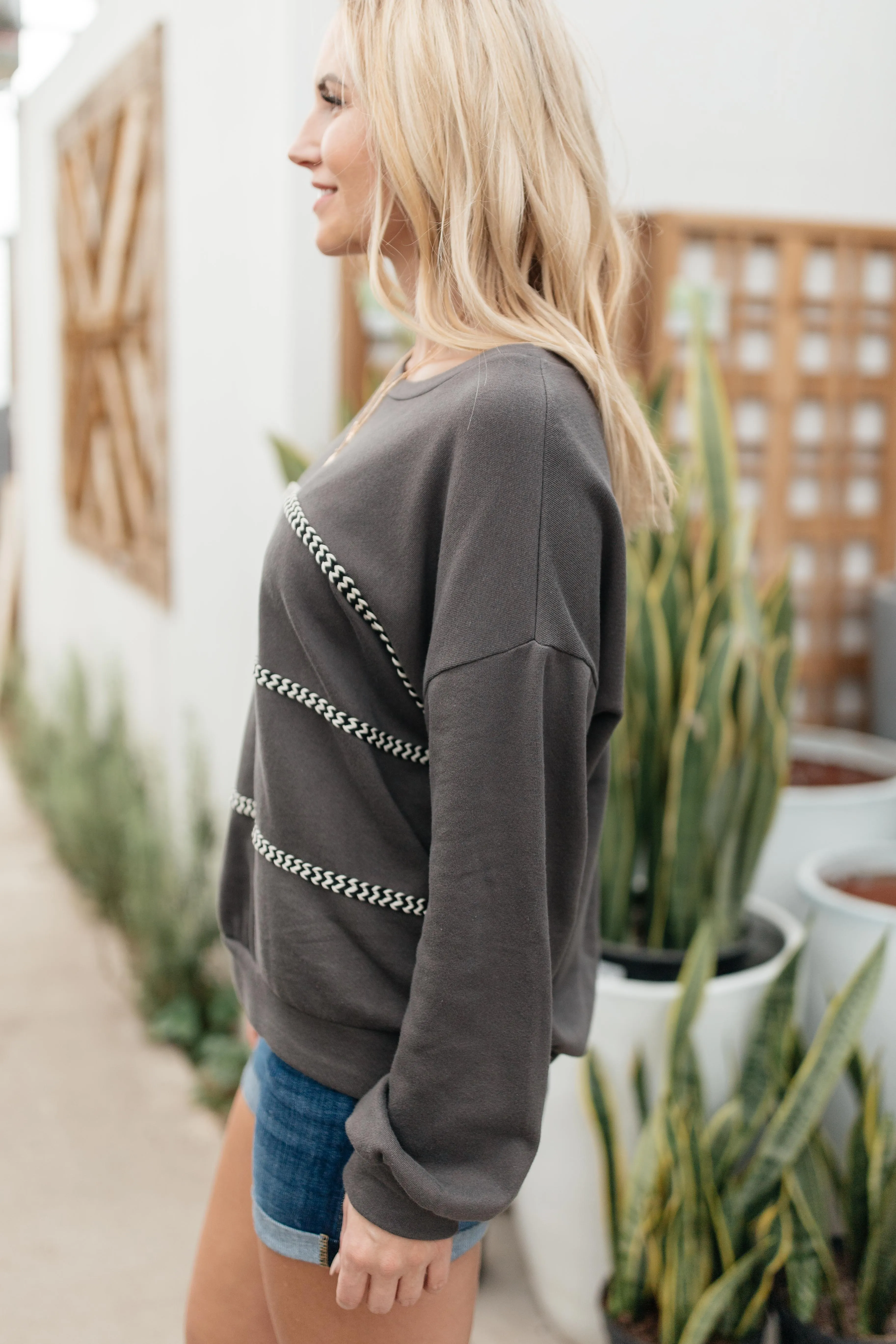 Stitched Together Pullover in Charcoal