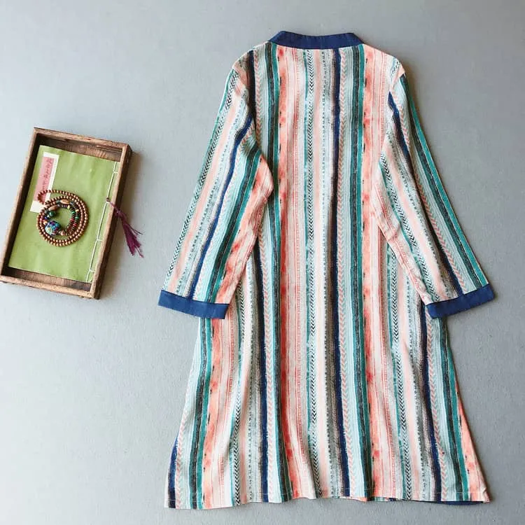 Striped Chinese Traditional Qipao Dress