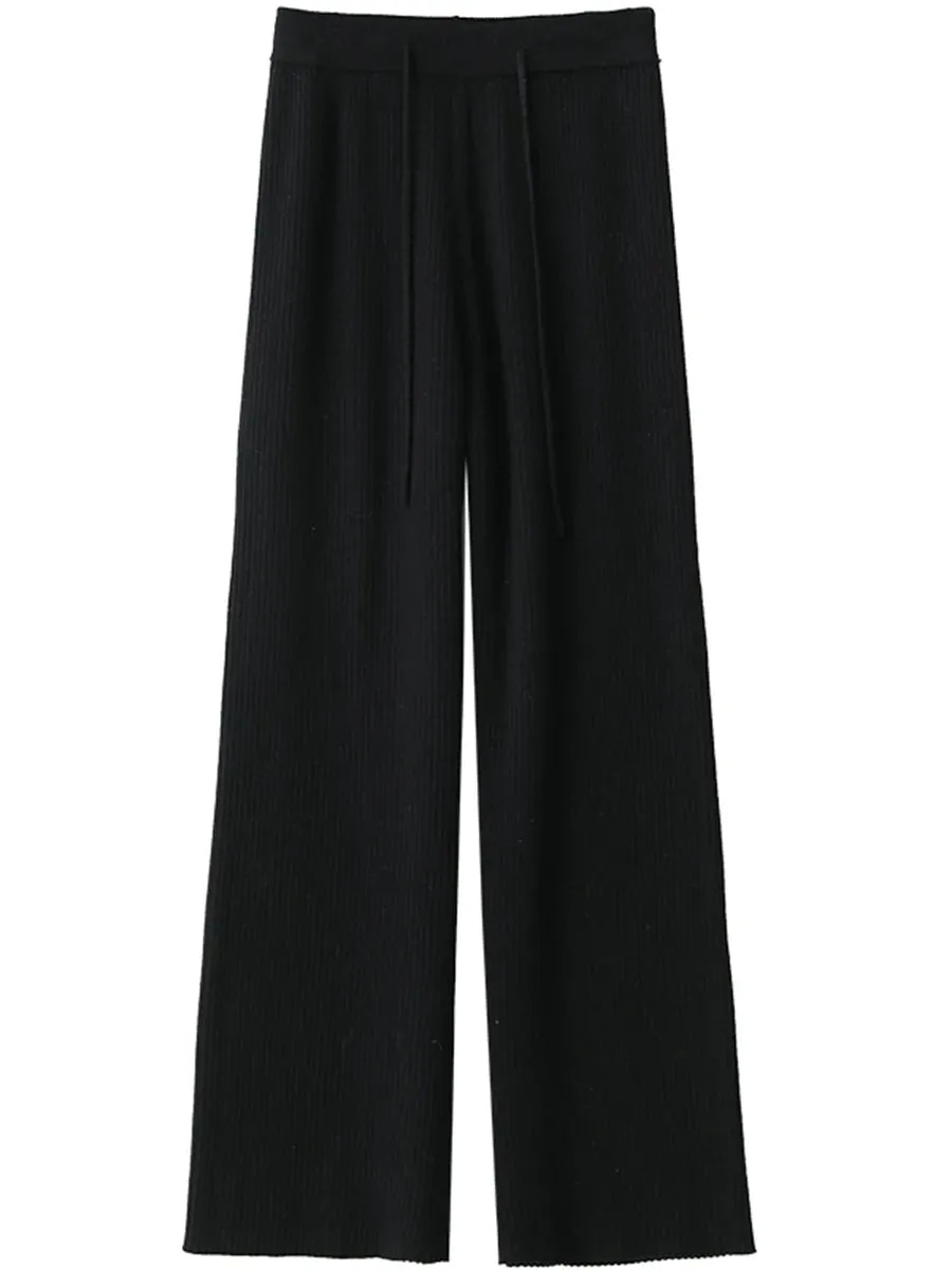 Summer Cotton Linen Wide Leg Full Length Casual Solid Loose High Waist Pants