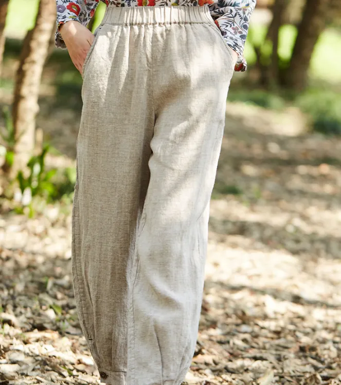 Summer Loose Women Casual Pants Elastic Waist WG05131