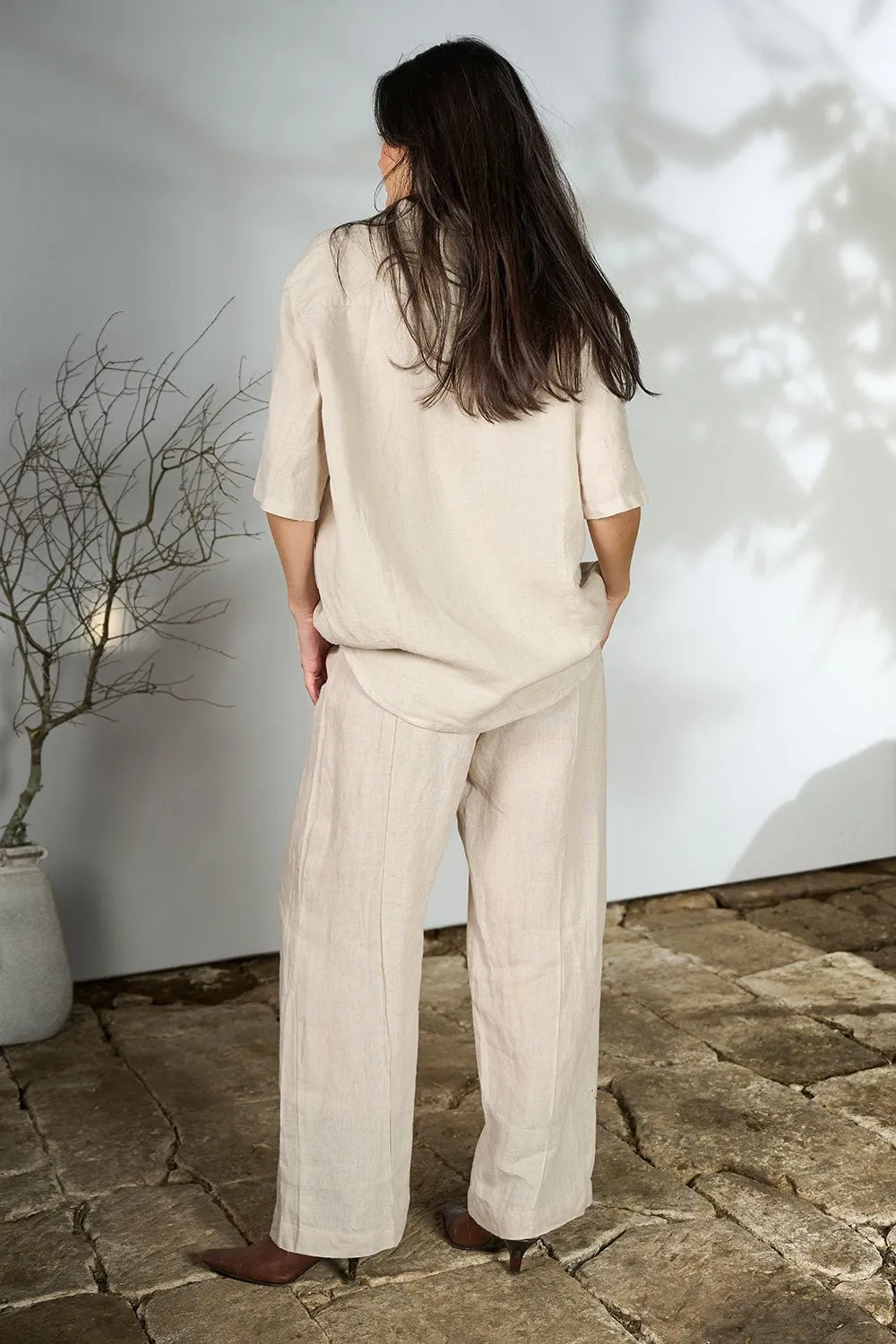 Tailored Linen Pants - Natural