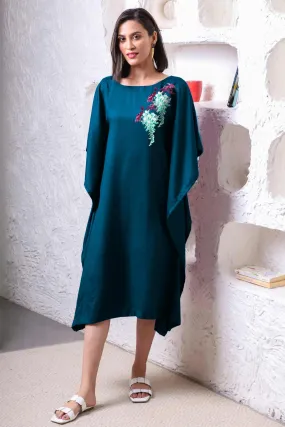 Teal Rayon Long-Kaftan - Maidenhair