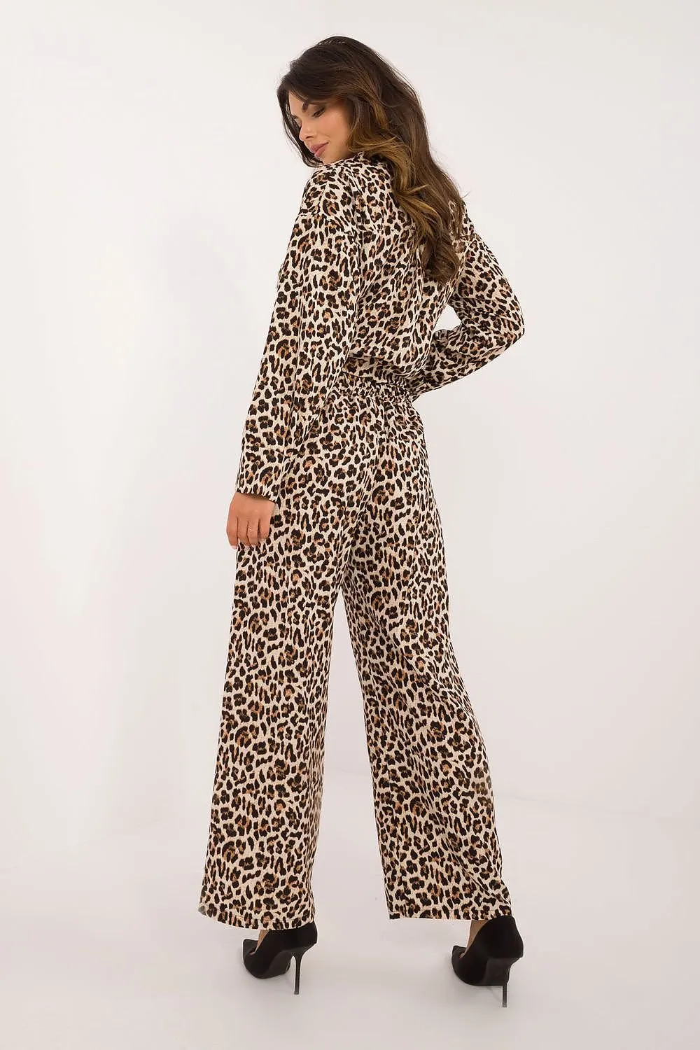 TEEK - Another Animal Patterned Button-Down Top Casual Pants Set