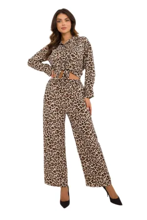 TEEK - Another Animal Patterned Button-Down Top Casual Pants Set