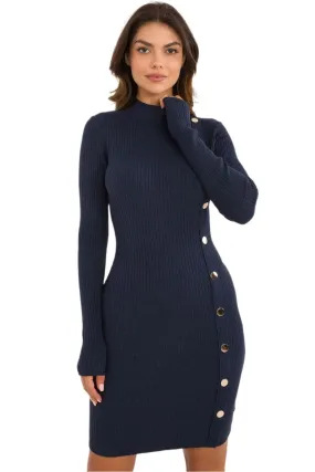 TEEK - Button Drop Long Sleeve Dress