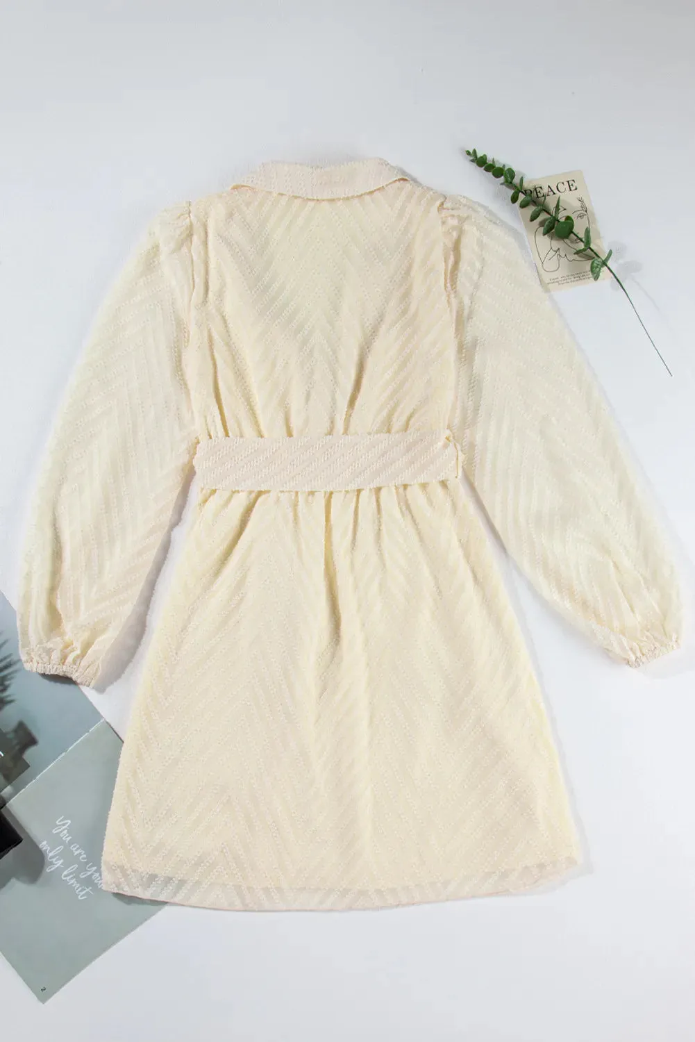 TEEK - Ivory Surplice Long Sleeve Dress